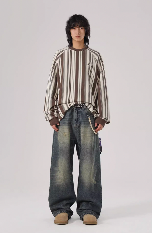 JHYQ Washed Cat Whiskers Holes Denim Jeans