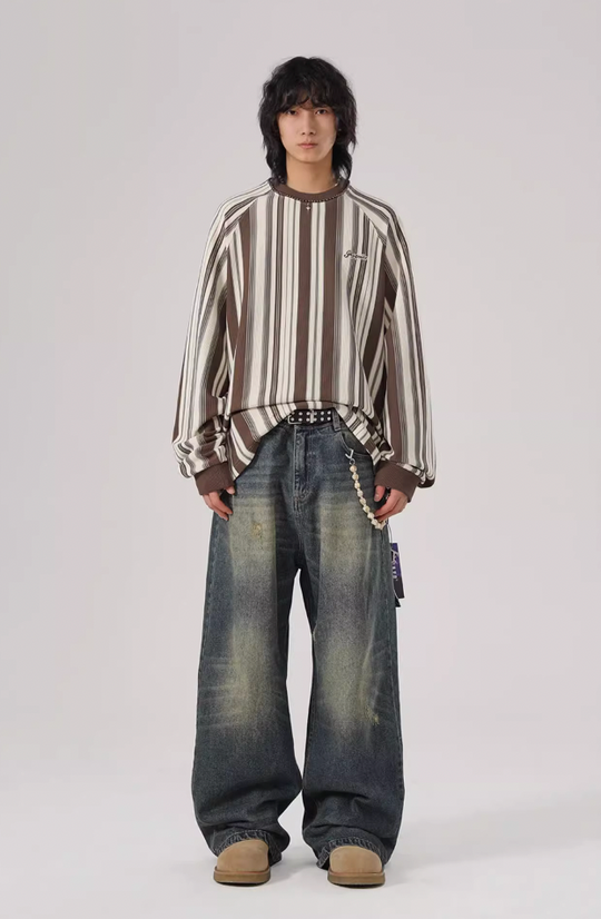 JHYQ Washed Cat Whiskers Holes Denim Jeans