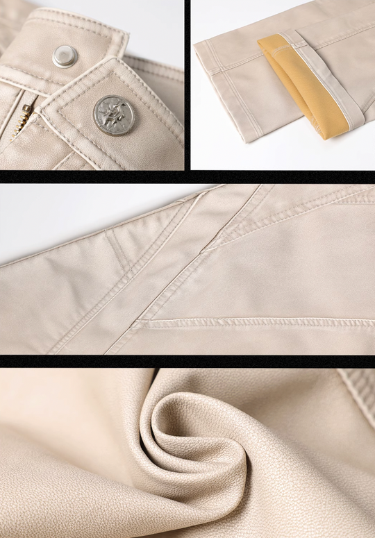 JHYQ Retro PU Leather Motorcycle Pants