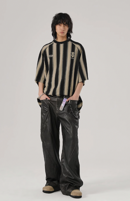 JHYQ Retro PU Leather Motorcycle Pants