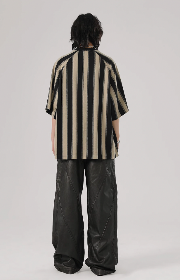 JHYQ Retro PU Leather Motorcycle Pants