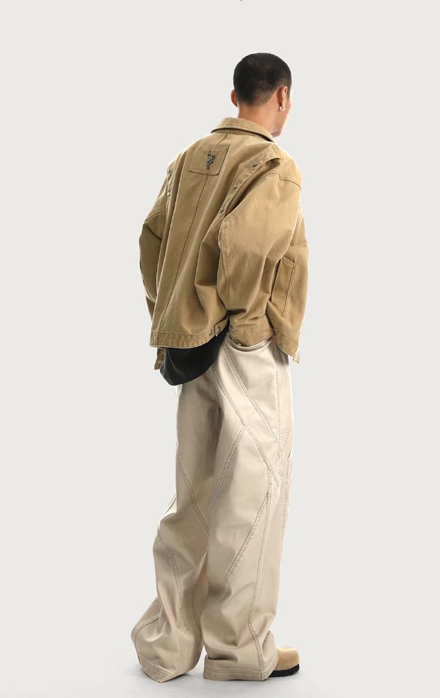 JHYQ Retro PU Leather Motorcycle Pants