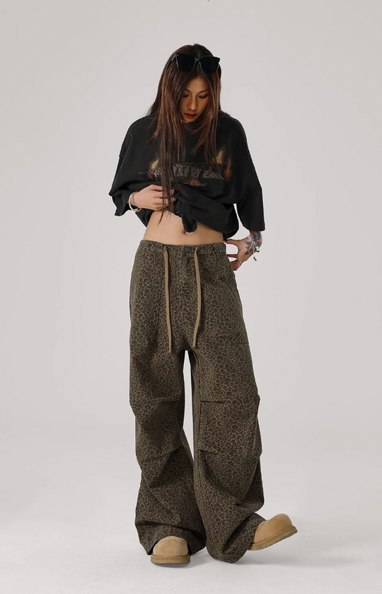 JHYQ Leopard Print Paratrooper Pants
