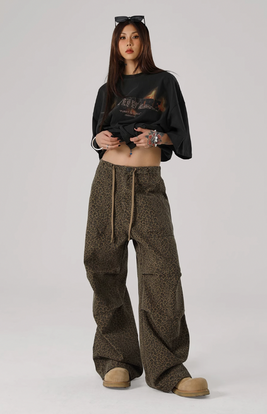 JHYQ Leopard Print Paratrooper Pants