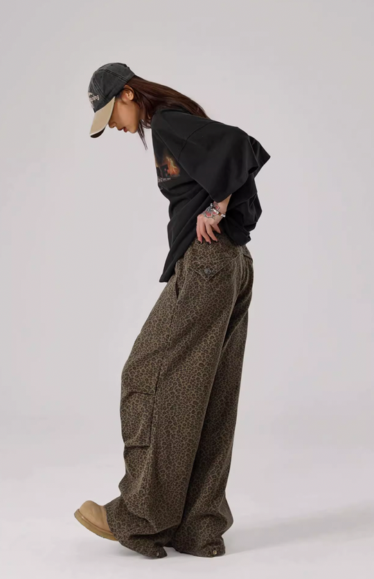 JHYQ Leopard Print Paratrooper Pants