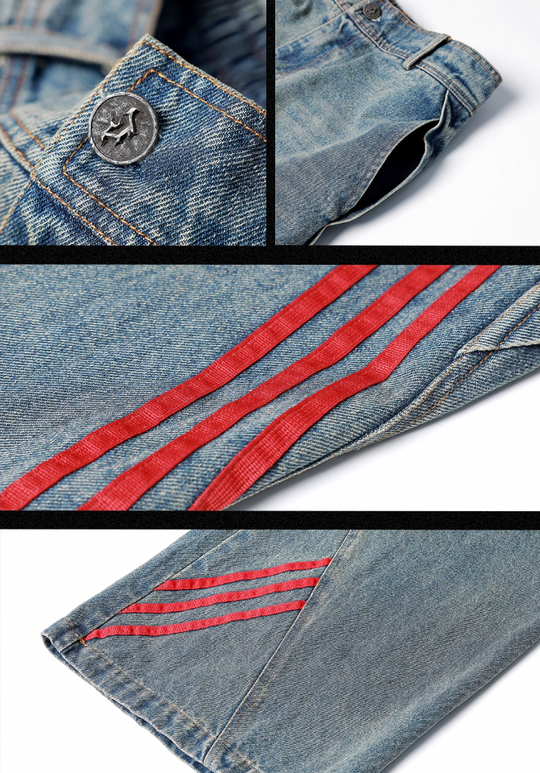 JHYQ Retro Striped Wide Leg Denim Jeans