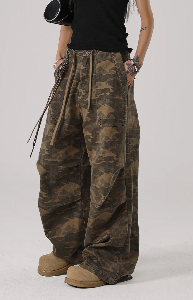 JHYQ Camouflage Pleated Paratrooper Work Pants
