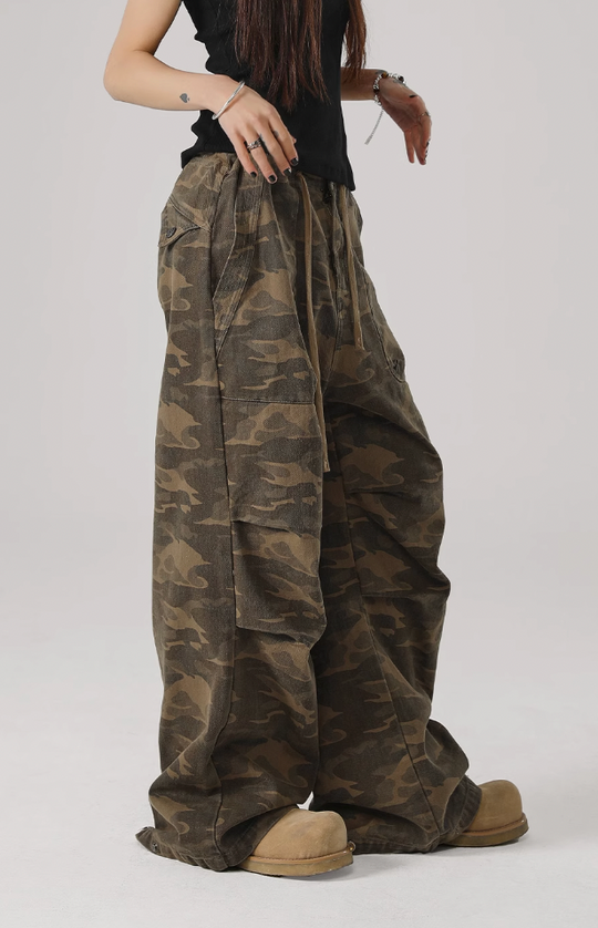 JHYQ Camouflage Pleated Paratrooper Work Pants