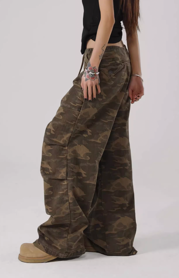 JHYQ Camouflage Pleated Paratrooper Work Pants