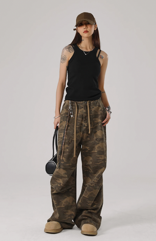 JHYQ Camouflage Pleated Paratrooper Work Pants