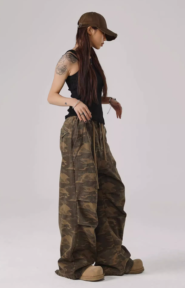 JHYQ Camouflage Pleated Paratrooper Work Pants
