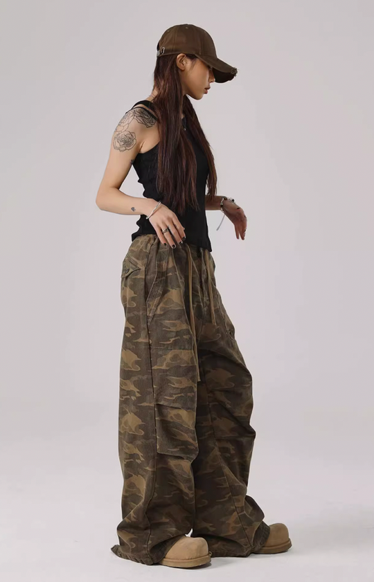 JHYQ Camouflage Pleated Paratrooper Work Pants