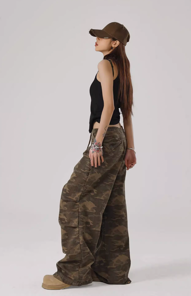 JHYQ Camouflage Pleated Paratrooper Work Pants