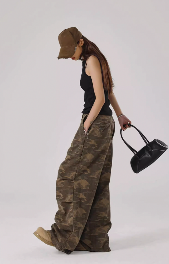 JHYQ Camouflage Pleated Paratrooper Work Pants