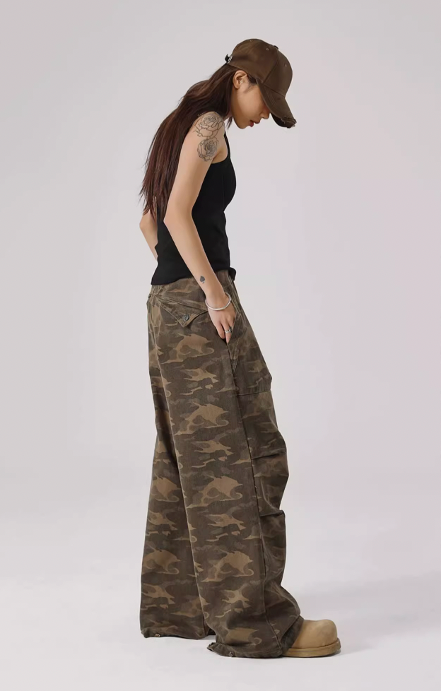 JHYQ Camouflage Pleated Paratrooper Work Pants