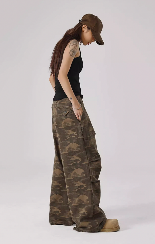 JHYQ Camouflage Pleated Paratrooper Work Pants