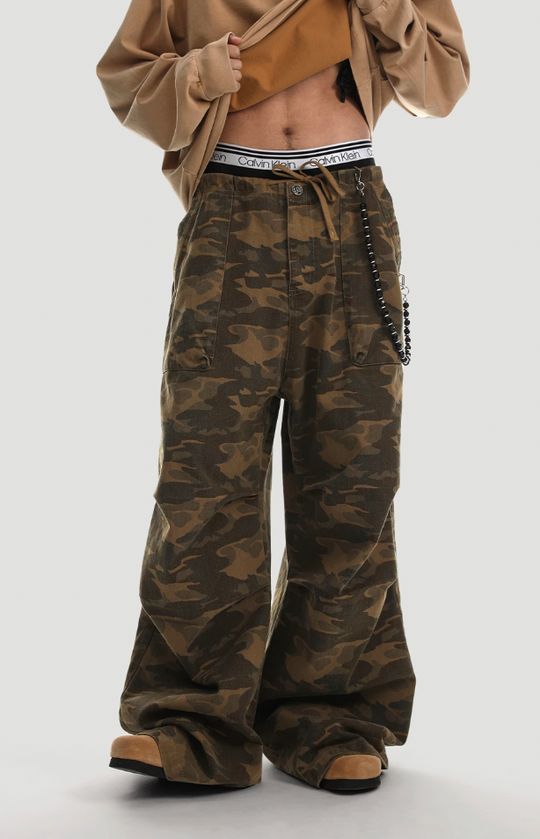 JHYQ Camouflage Pleated Paratrooper Work Pants