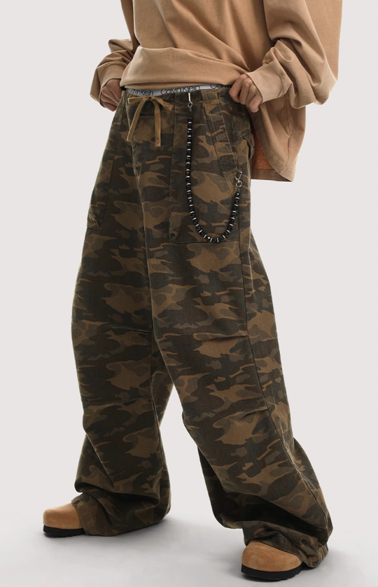 JHYQ Camouflage Pleated Paratrooper Work Pants