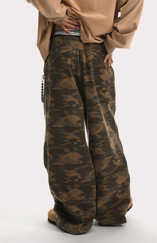 JHYQ Camouflage Pleated Paratrooper Work Pants