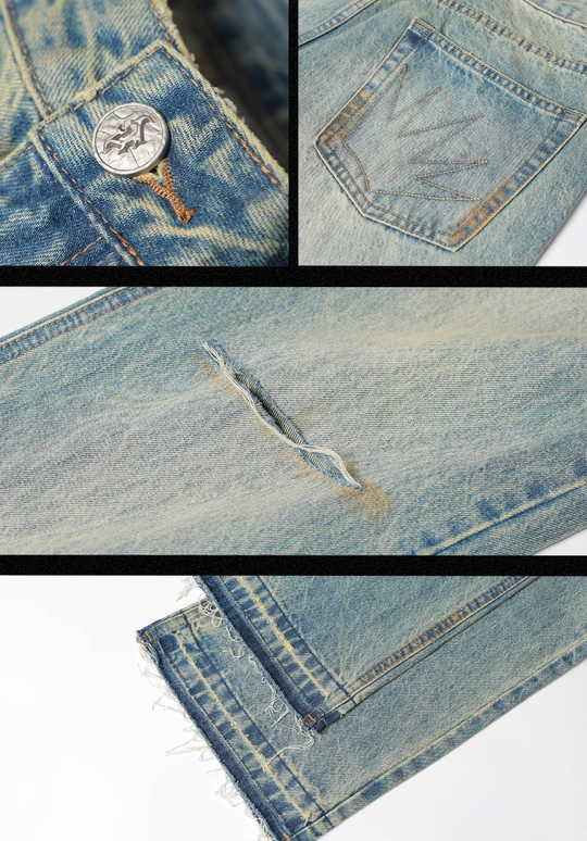 JHYQ Retro Micro Large Hole Denim Jeans