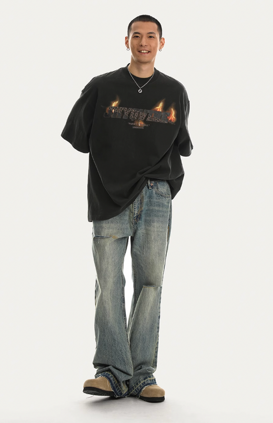 JHYQ Retro Micro Large Hole Denim Jeans