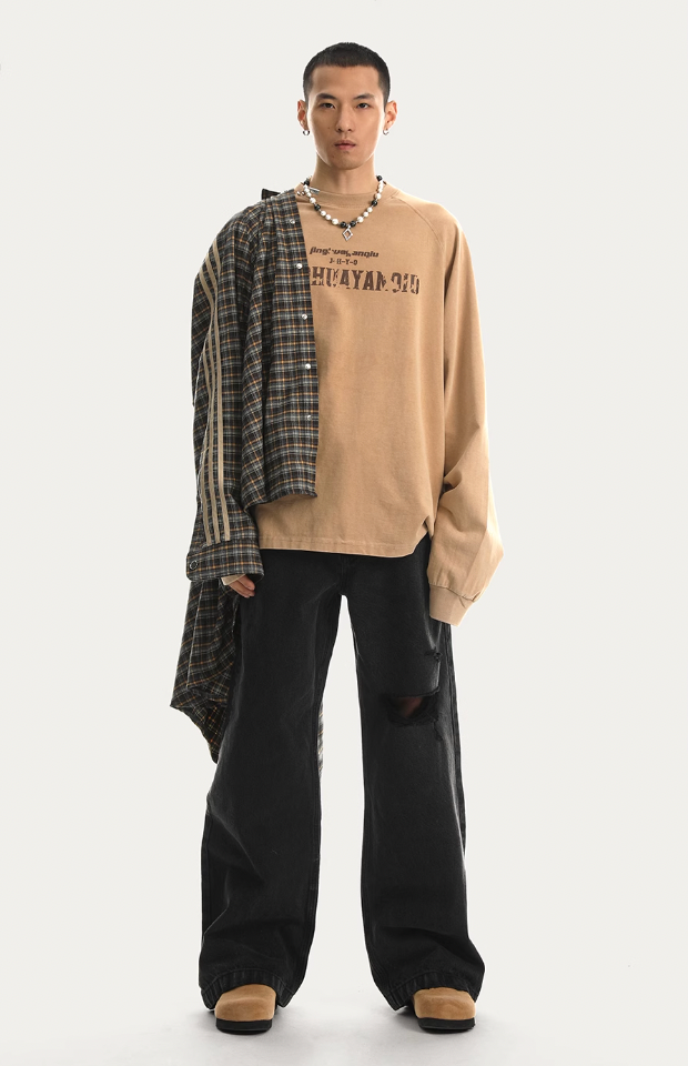 JHYQ Broken Hole Washed Denim Jeans