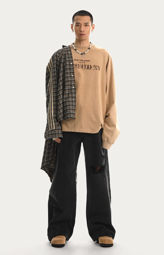 JHYQ Broken Hole Washed Denim Jeans