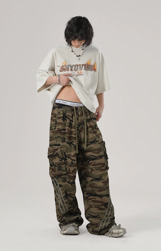 JHYQ Striped Camouflage Work Cargo Pants