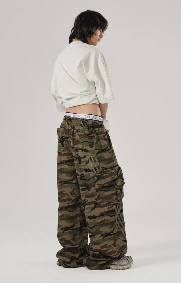 JHYQ Striped Camouflage Work Cargo Pants