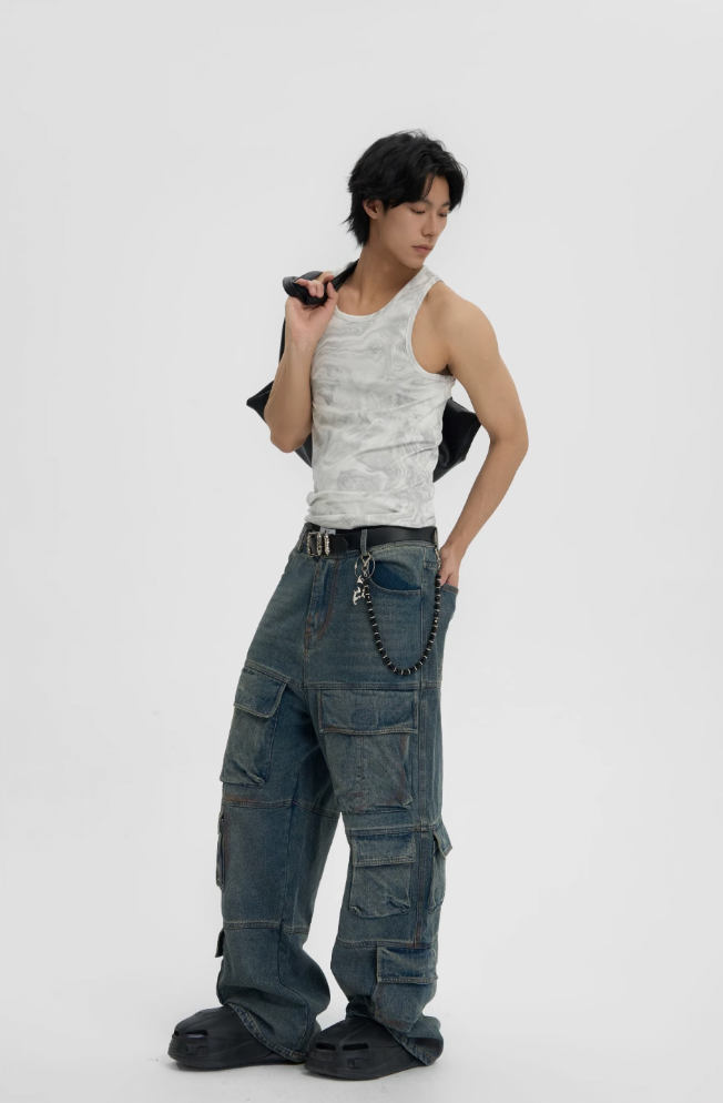 JHYQ Multi Pocket Work Denim Jeans