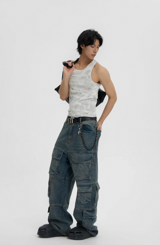 JHYQ Multi Pocket Work Denim Jeans