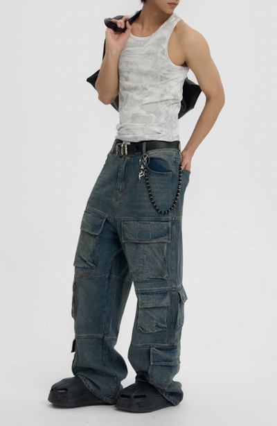 JHYQ Multi Pocket Work Denim Jeans