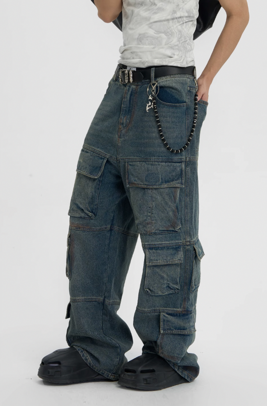 JHYQ Multi Pocket Work Denim Jeans