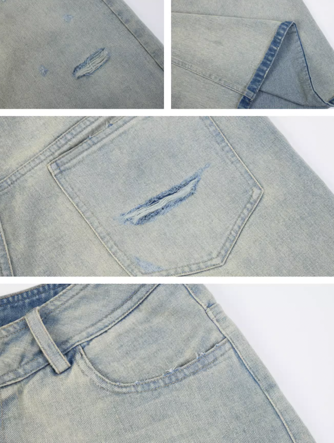 JHYQ Washed Do Old Hole Denim Shorts