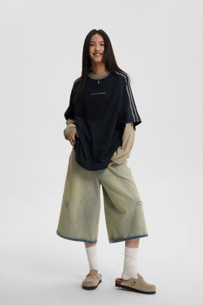 JHYQ Washed Do Old Hole Denim Shorts