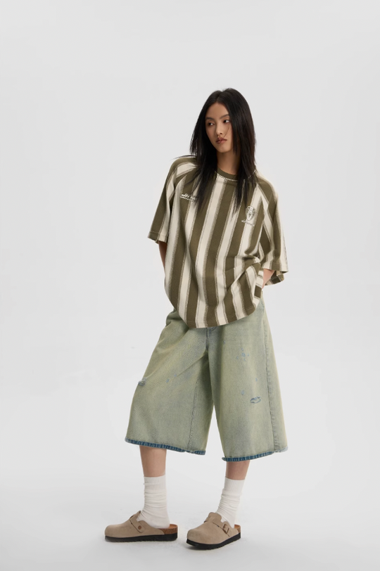 JHYQ Washed Do Old Hole Denim Shorts