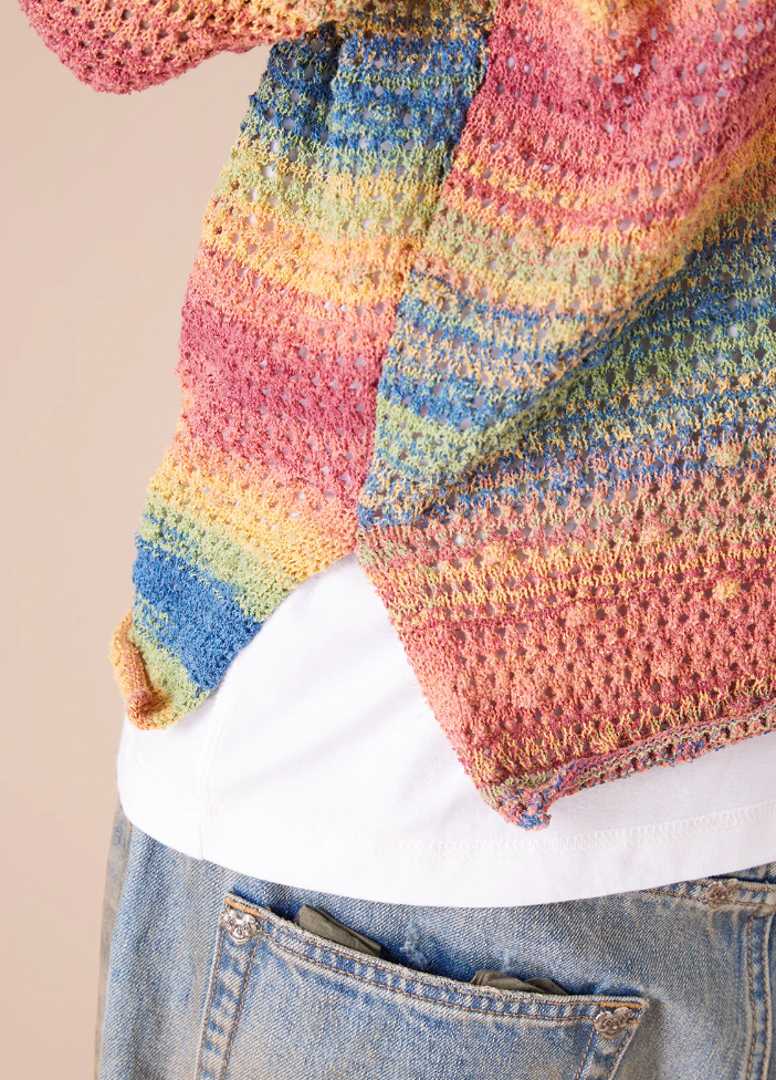 EVILKNIGHT(EK) Rainbow Dyeing Drum Wave Knit Sweater