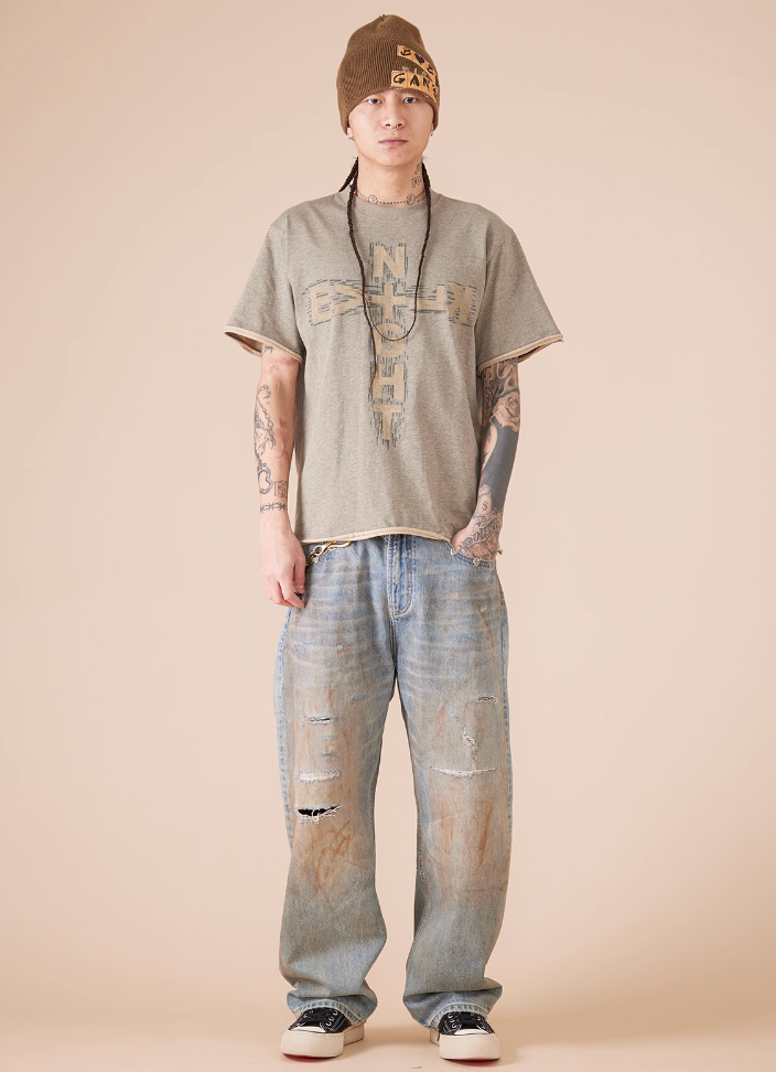 EVILKNIGHT(EK) Cross Logo Cut Off Tee