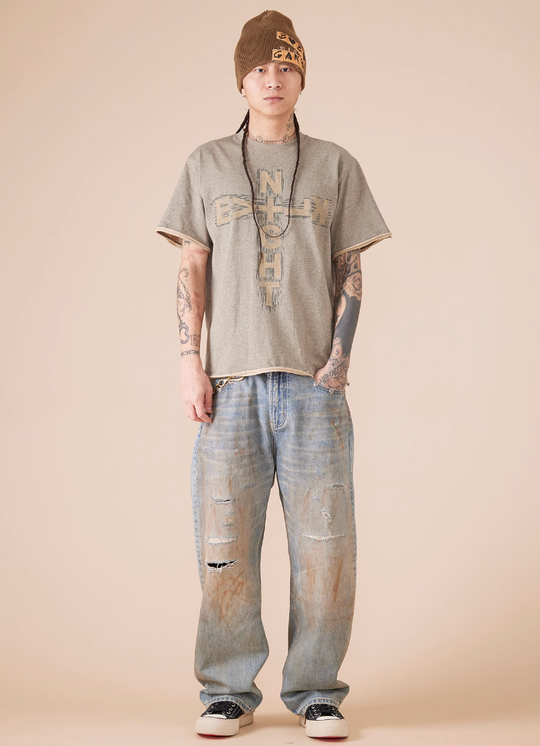 EVILKNIGHT(EK) Cross Logo Cut Off Tee