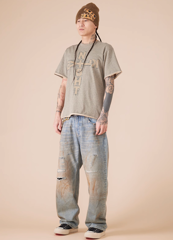 EVILKNIGHT(EK) Cross Logo Cut Off Tee