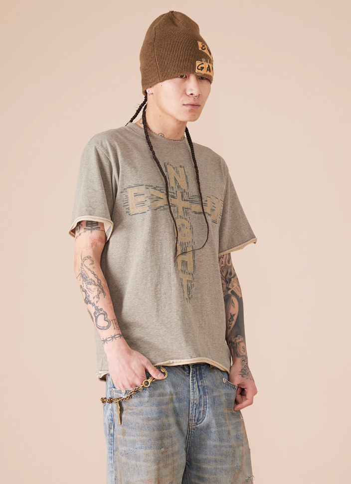 EVILKNIGHT(EK) Cross Logo Cut Off Tee