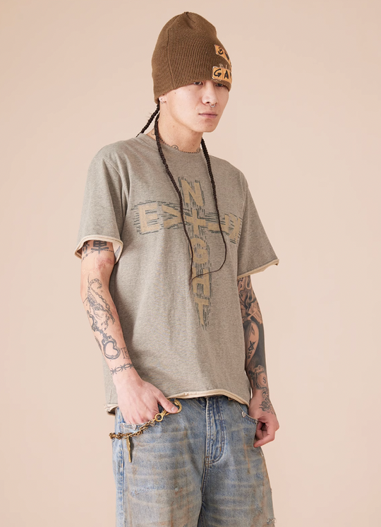 EVILKNIGHT(EK) Cross Logo Cut Off Tee