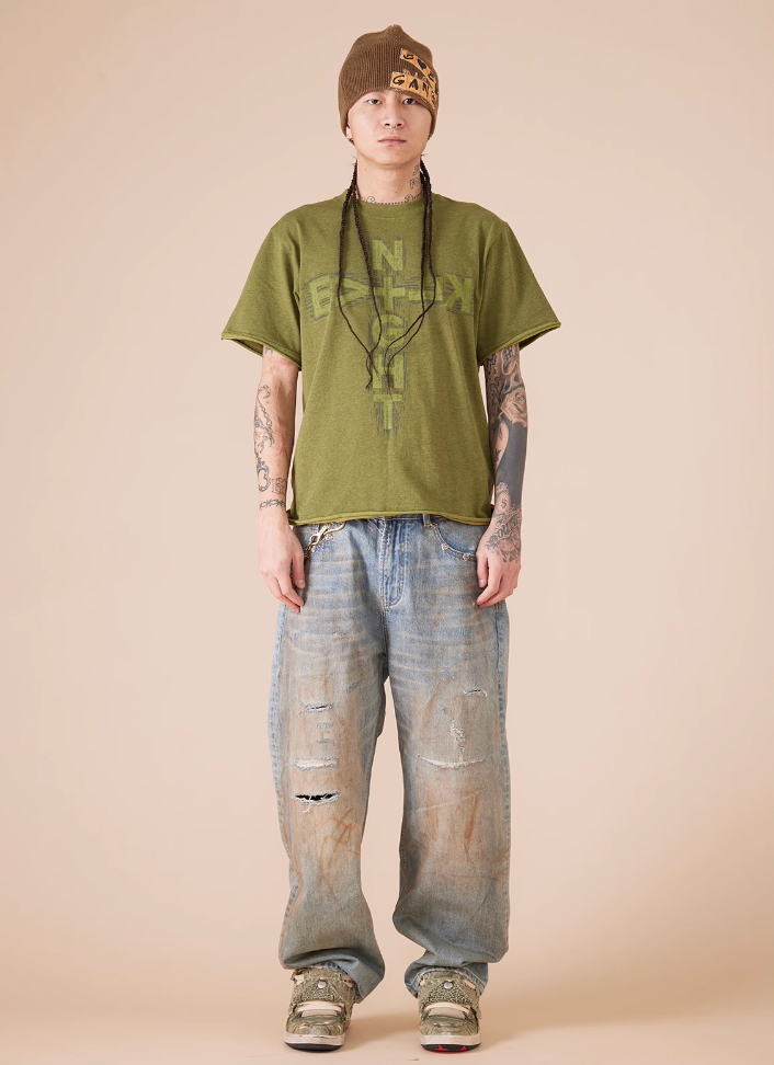 EVILKNIGHT(EK) Cross Logo Cut Off Tee