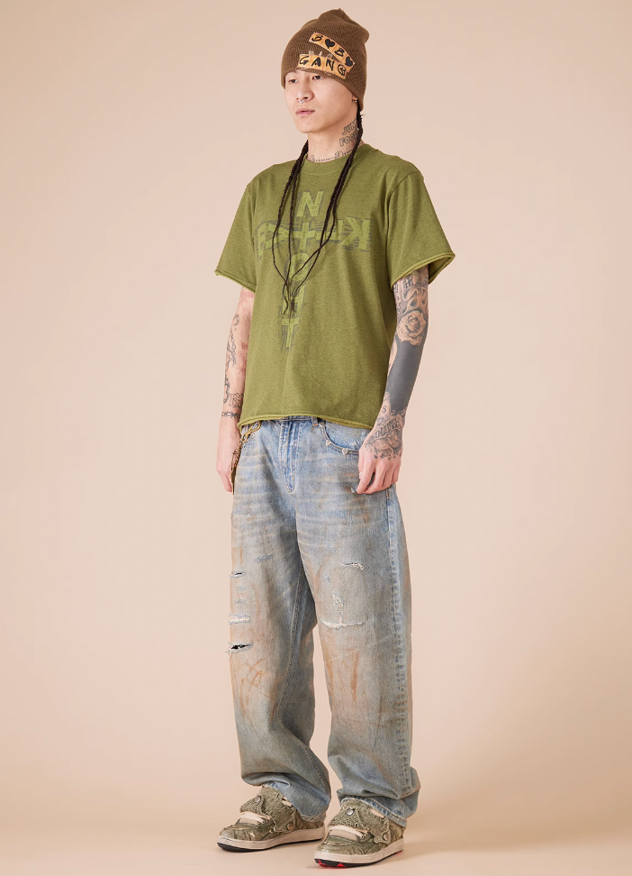 EVILKNIGHT(EK) Cross Logo Cut Off Tee