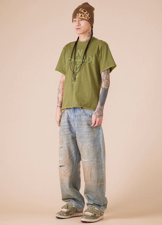 EVILKNIGHT(EK) Cross Logo Cut Off Tee