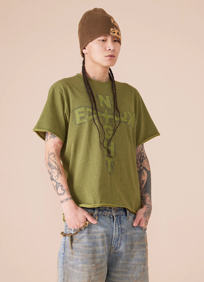 EVILKNIGHT(EK) Cross Logo Cut Off Tee