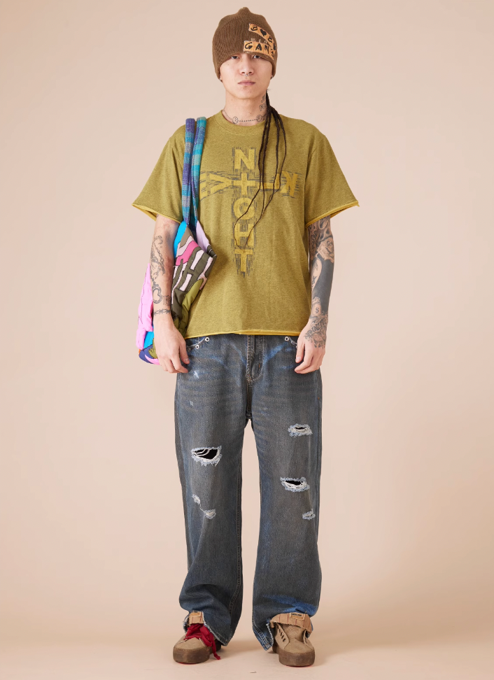 EVILKNIGHT(EK) Cross Logo Cut Off Tee