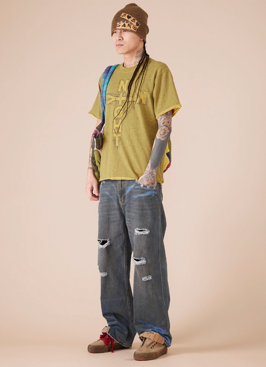 EVILKNIGHT(EK) Cross Logo Cut Off Tee