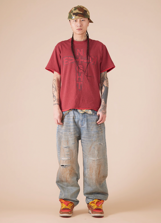 EVILKNIGHT(EK) Cross Logo Cut Off Tee