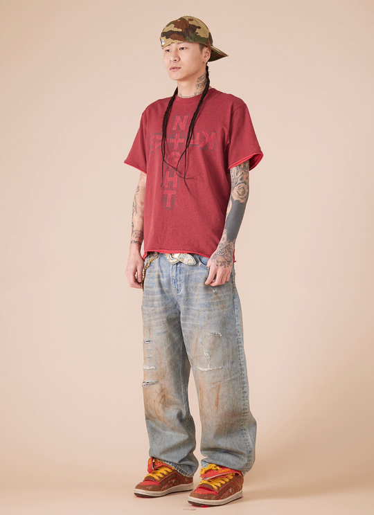 EVILKNIGHT(EK) Cross Logo Cut Off Tee